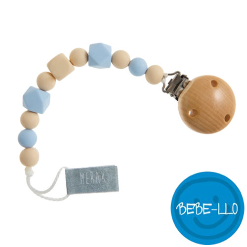 Bebe-llo suttekæde, silikone, natur/lyseblå