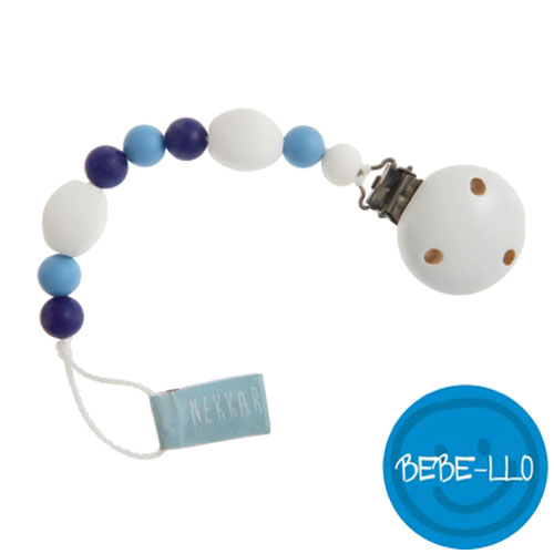 Bebe-llo suttekæde, silikone, hvid/blå