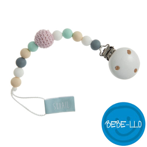 Bebe-llo suttekæde, silikone, hvid/lyserød