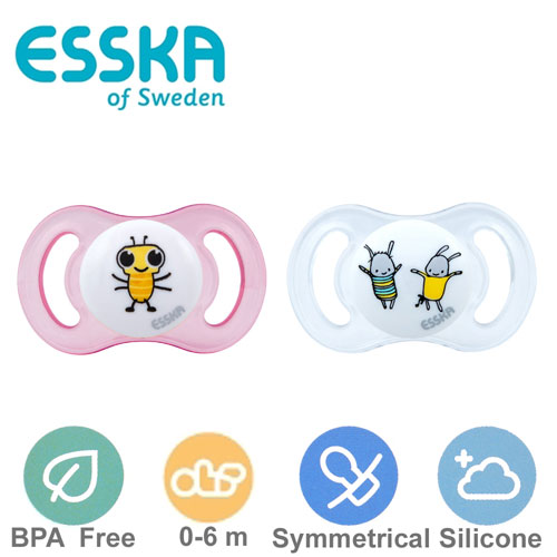 Esska Happy mini sutter, symmetriske, silikone str.1 (pink, transparent)