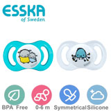 Esska Happy mini sutter, symmetriske, silikone str.1 (turkis, transparent)