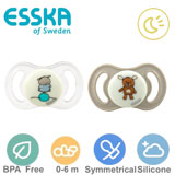 Esska Happy mini GLOW sutter, symmetriske, silikone str.1 (beige, transparent) 